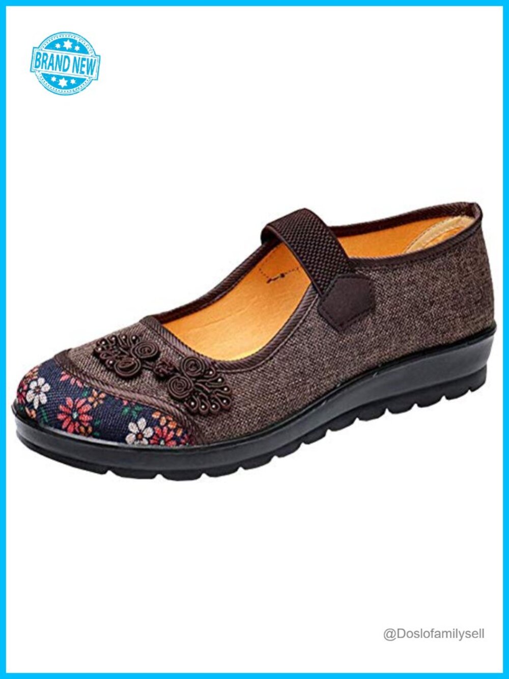 missfiona Women's Breathable Cloth Mary Jane Flats Dance Shoes